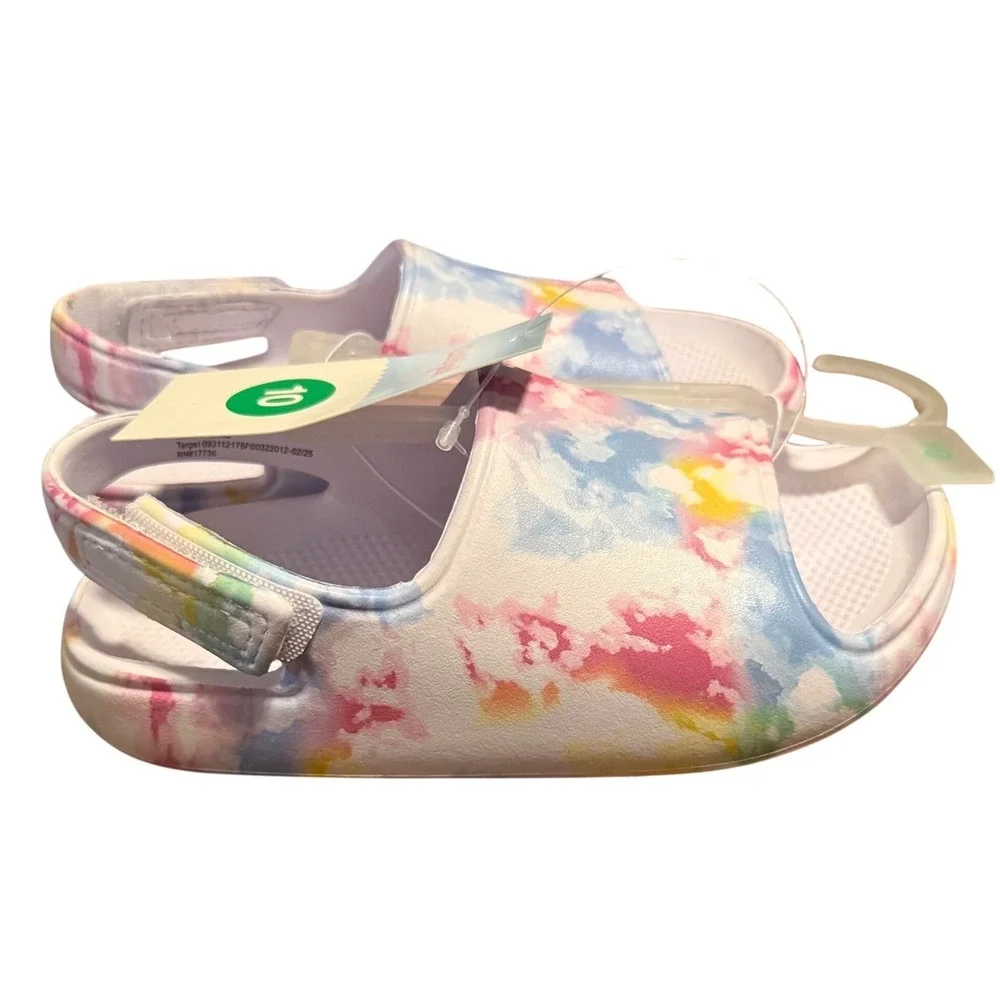 Cat & Jack pastel tie-dye slide sandals size 10